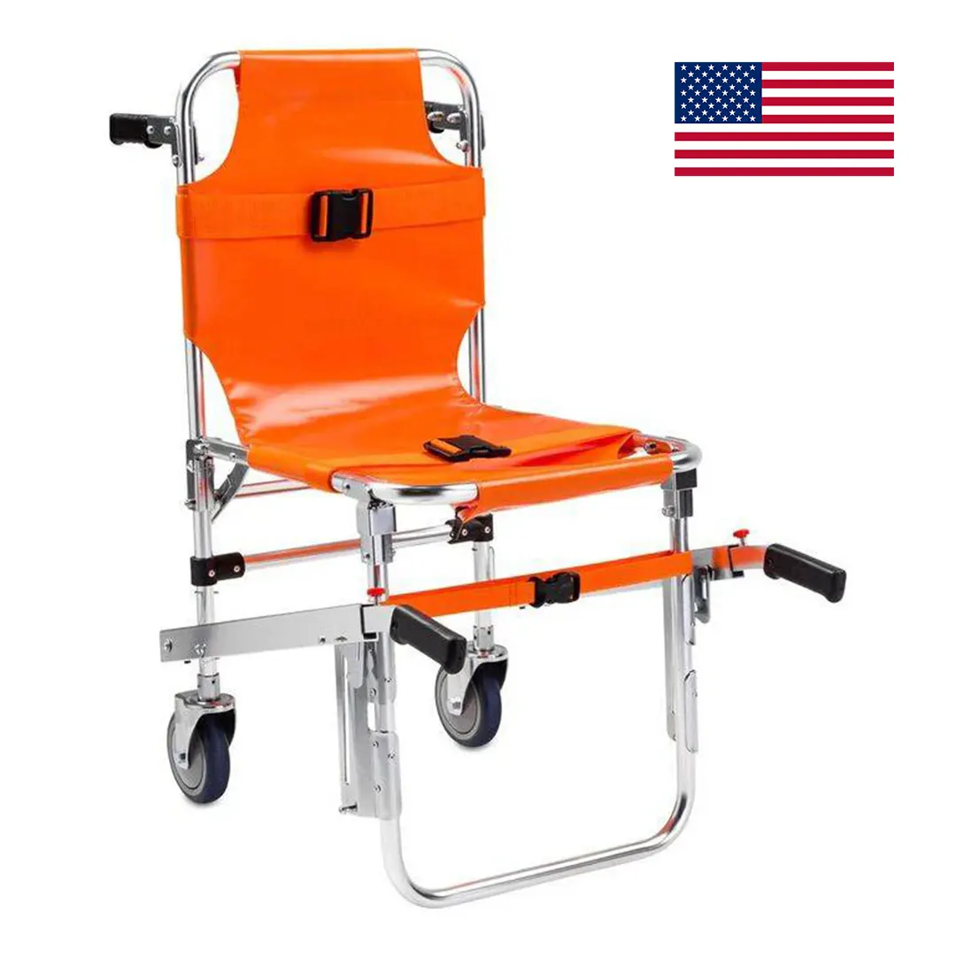 LINE2design-USA-Emergency Evacuation 2 Wheel Stair Chair Lift EMS Quick Release Buckle with Patient Restraint Straps & Front-Back Handles