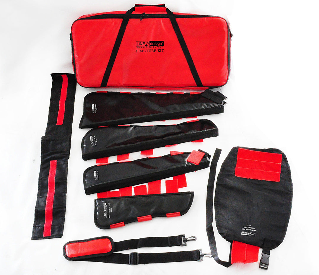 LINE2design Heavy Duty Emergency Fracture Immobilization Arm and Leg Care Splints with Carrying Case - Red