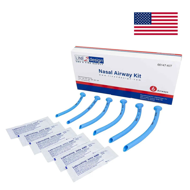 LINE2design Nasopharyngeal (Nasal) Airway Kit, 6 pcs NPA, Airway Management Kit