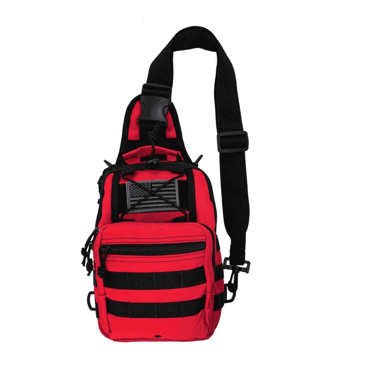 LINE2design Sling Backpack, Bleeding Control Sling Bag, Over The Shoulder Sling Backpack, MOLLE Bag for First Aid Day Pack - Red