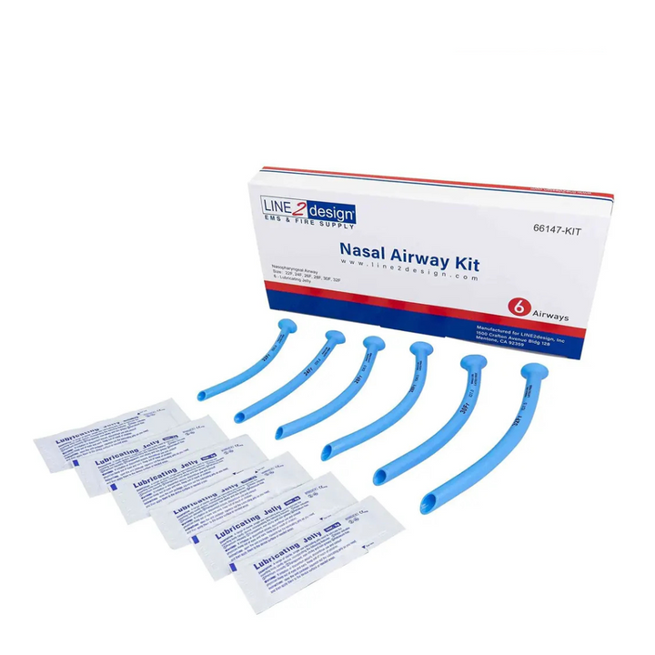 LINE2design Nasopharyngeal (Nasal) Airway Kit, 6 pcs NPA, Airway Management Kit