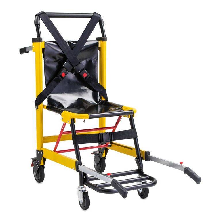 Deluxe Heavy Duty Emergency Medical Evacuation Stair Chair - 4 Wheel in  Yellow