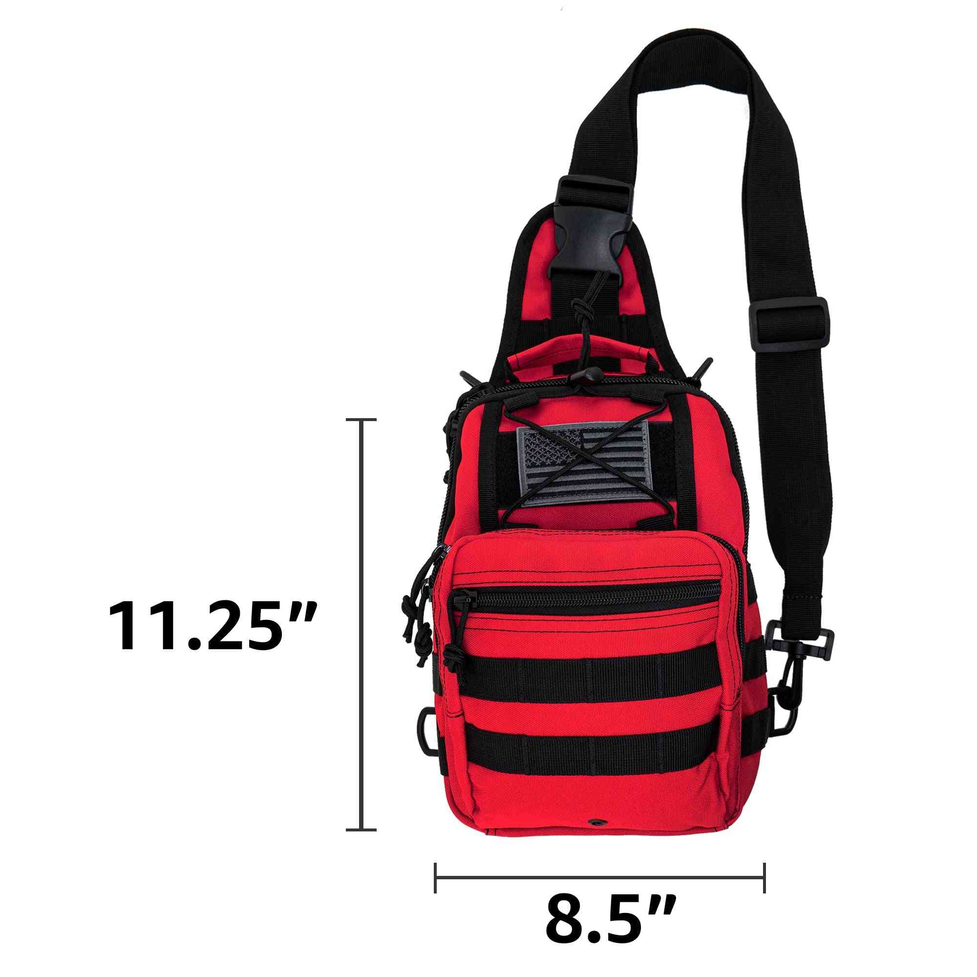 LINE2design Sling Backpack Bleeding Control Sling Bag Over The Shoulder Sling Backpack MOLLE Bag for First Aid Day Pack Red